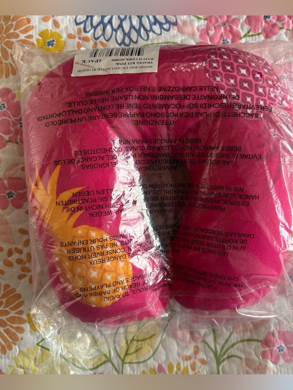 New pink pineapple travel pillow